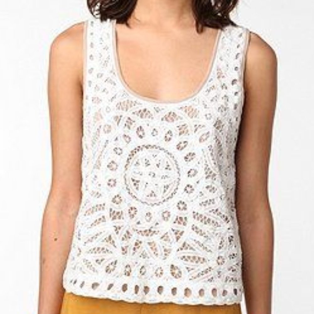 Pins & Needles White Crochet Tank Top